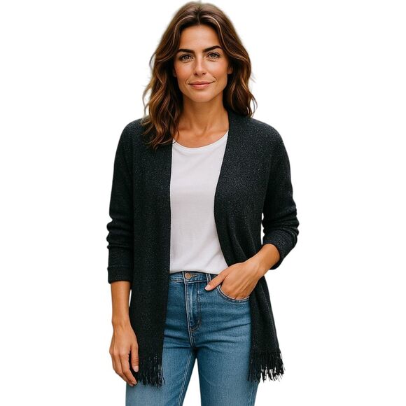 Madewell Sweaters - Madewell Fringe Cotton Cardigan Black Women's Sweater